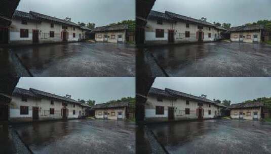 农村老家农家小院下雨水沟水花高清在线视频素材下载