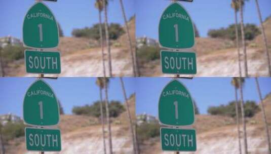 加州1号公路标志高清在线视频素材下载