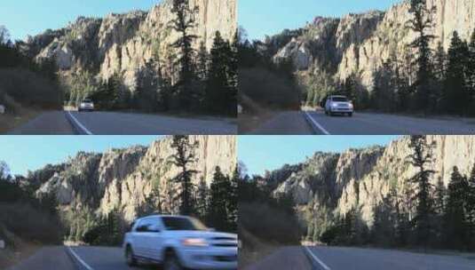 西马隆峡谷间的高速公路景观高清在线视频素材下载