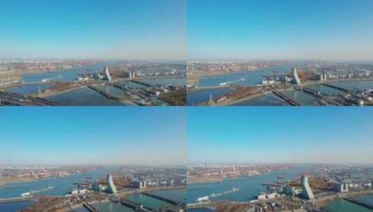 天津滨海新区天津港港口货运航拍延时高清在线视频素材下载