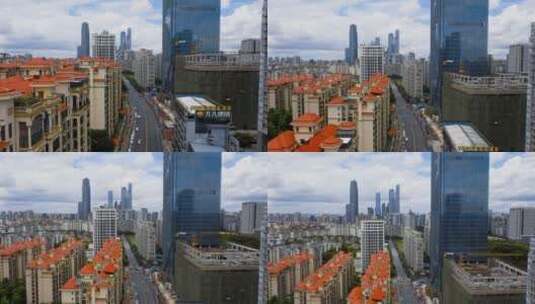 低角度城市航拍高清在线视频素材下载