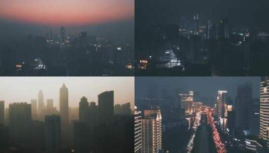 延时航拍海南城市夜景高清在线视频素材下载