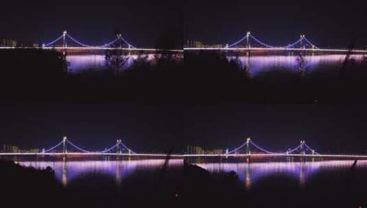 漂亮的湘江三汊矶大桥夜景-城市夜景高清在线视频素材下载