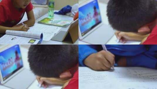 小学生在家上网课高清在线视频素材下载