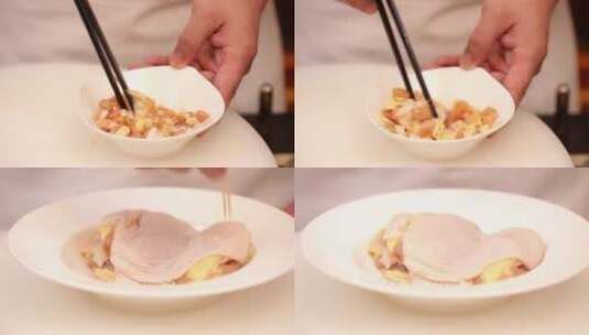 【镜头合集】切鸡腿肉腌制鸡肉粒高清在线视频素材下载