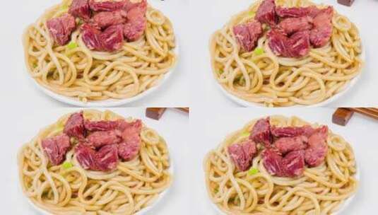 湖南衡阳地方特色早餐牛肉卤粉4k镜头平移高清在线视频素材下载