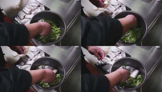 【镜头合集】香菜腌制带鱼去腥提香高清在线视频素材下载