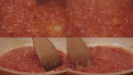 【镜头合集】平底锅熬番茄酱高清在线视频素材下载