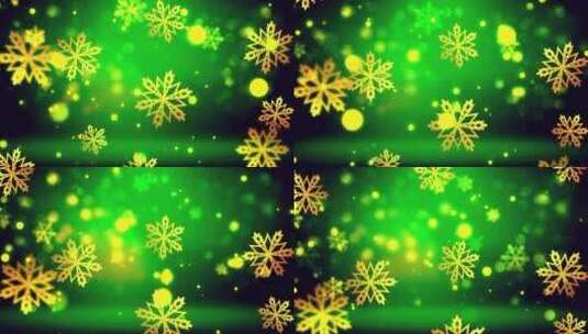 绿色背景上的圣诞金色雪花高清在线视频素材下载