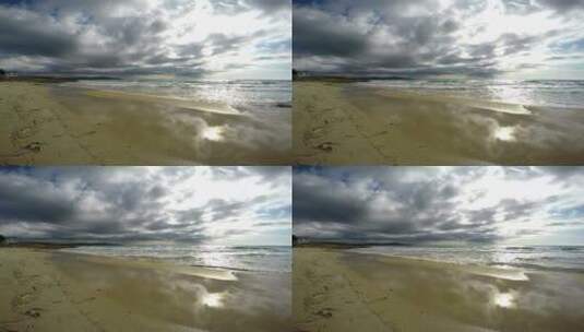 海水在岸上的沙子里停滞不前高清在线视频素材下载