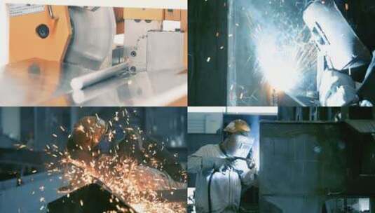 工业工件切割打磨焊接作业高清在线视频素材下载
