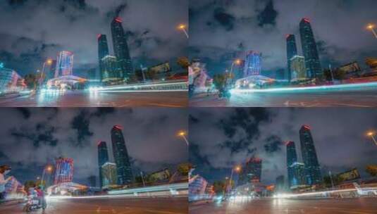 昆明西山万达广场夜景延时摄影6k高清在线视频素材下载