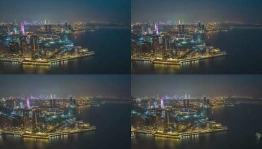 深圳蛇口邮轮中心夜景延时高清在线视频素材下载