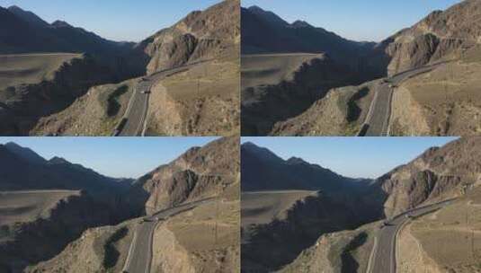 新疆独库公路宏伟的山谷地形高清在线视频素材下载