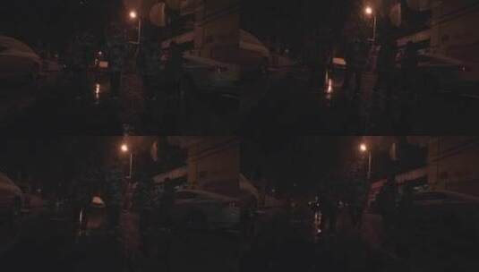 夜晚街道上的路灯高清在线视频素材下载