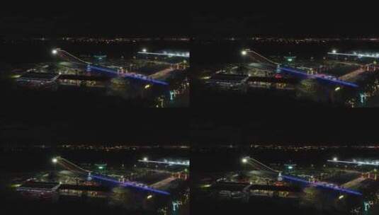 宁波达人村夜景4K航拍原素材高清在线视频素材下载