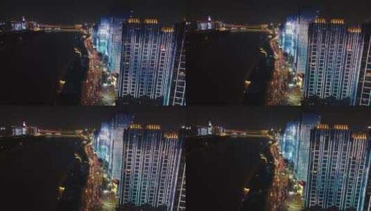 城市航拍湖南长沙湘江路夜景高清在线视频素材下载