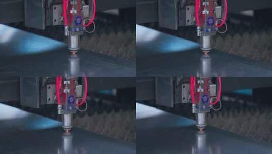 工厂里的激光切割机在切割钢板高清在线视频素材下载