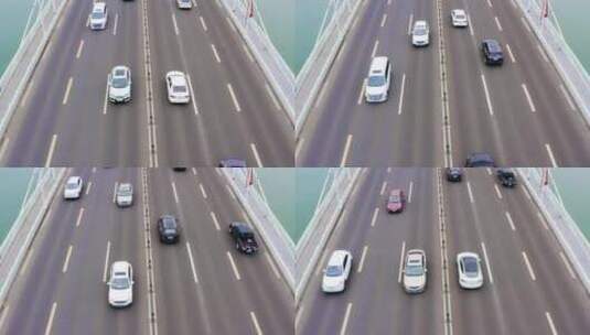 航拍公路桥桥面车流高清在线视频素材下载