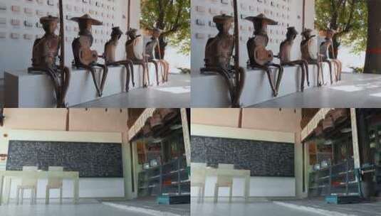 博物馆外雕像展示视频高清在线视频素材下载