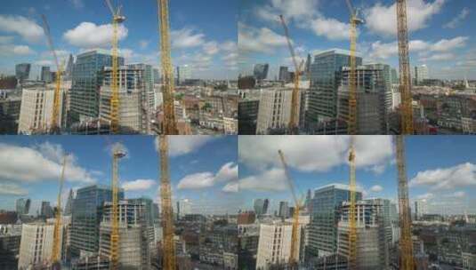 城市中的建设 鸟瞰城市建设场景高清在线视频素材下载