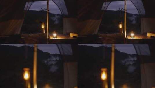 夜晚户外帐篷露营灯高清在线视频素材下载