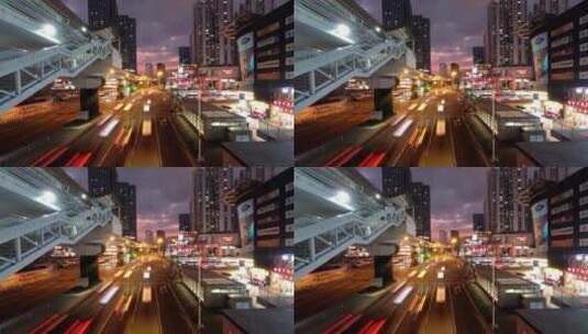 厦门城市夜景车流延时路灯路口交通马路流光高清在线视频素材下载