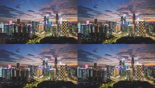 杭州萧山市北板块现代城市风光夕阳航拍高清在线视频素材下载