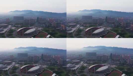 浙江义乌市体育场4K航拍高清在线视频素材下载