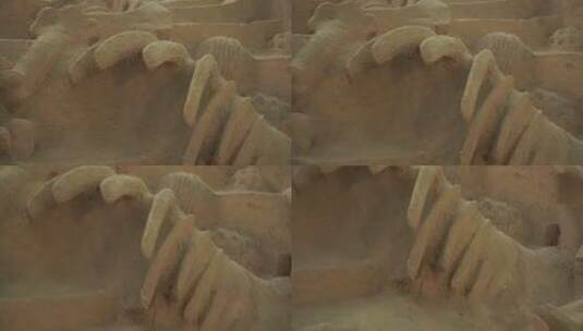 原始雕刻装饰化石恐龙考古高清在线视频素材下载