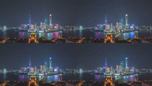 上海外滩陆家嘴夜景延时摄影高清在线视频素材下载