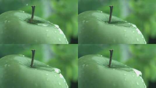 滴落在青苹果上的水珠高清在线视频素材下载