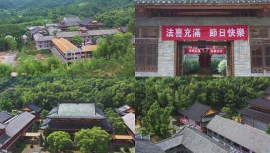 多角度航拍江西吉安资国禅寺高清在线视频素材下载