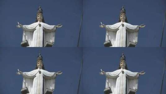 蓝天下的耶稣雕像景观高清在线视频素材下载