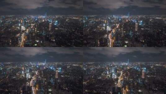 上海城市夜景延时-静安望向陆家嘴高清在线视频素材下载