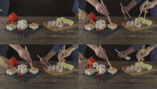 上桌寿司卷高清在线视频素材下载