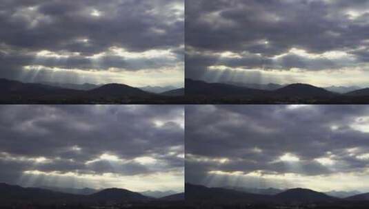 天空阳光穿透云层实拍耶稣光天光丁达尔光效高清在线视频素材下载