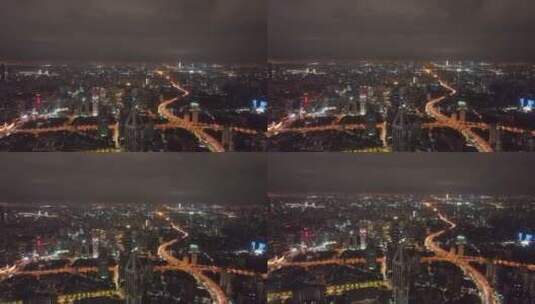 上海延安高架夜景航拍高清在线视频素材下载