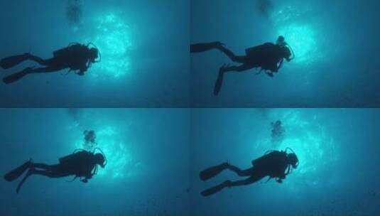 潜水员在海里高清在线视频素材下载