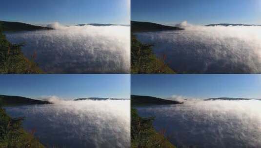 扎敦河水库晨雾流动延时视频素材高清在线视频素材下载