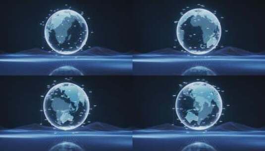 数字星球与蓝色科技概念背景3D渲染高清在线视频素材下载