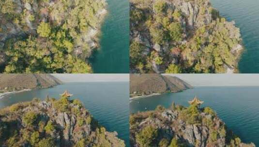 航拍4K抚仙湖生态环境海岸清澈水质宣传片高清在线视频素材下载