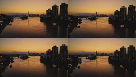 夕阳下的城市余晖高清在线视频素材下载