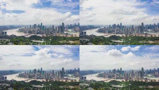 4K重庆城市全景蓝天白云延时摄影高清在线视频素材下载