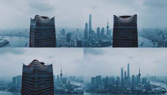 上海北外滩白玉兰大厦航拍空镜高清在线视频素材下载