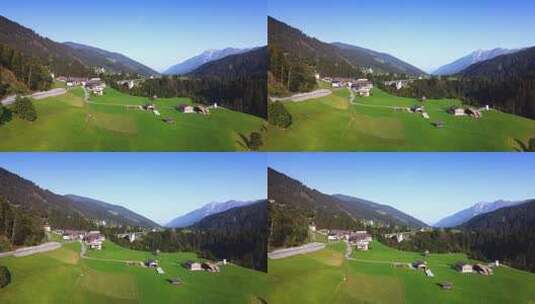 航拍阿尔卑斯山的奥地利小镇高清在线视频素材下载