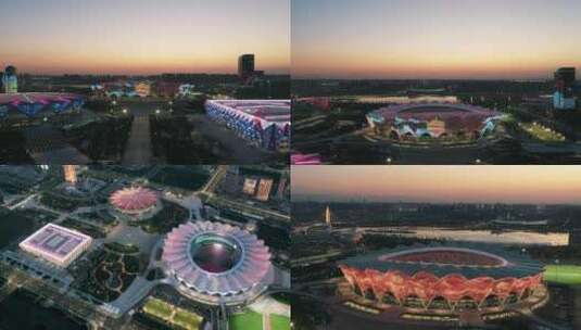 西安奥体中心大运会体育全运会灯光秀国际高清在线视频素材下载