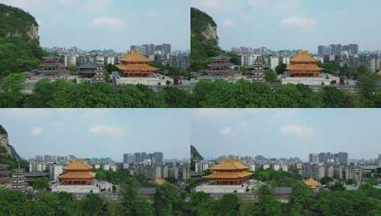 航拍柳州文庙柳江风光高清在线视频素材下载