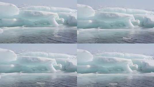 新疆赛里木湖蓝冰冰块冬季冬天冬季高清在线视频素材下载