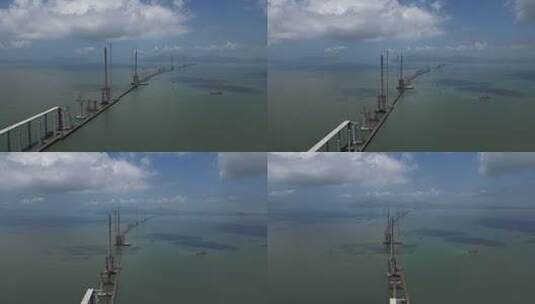珠海正在建设的海上大桥航拍高清在线视频素材下载